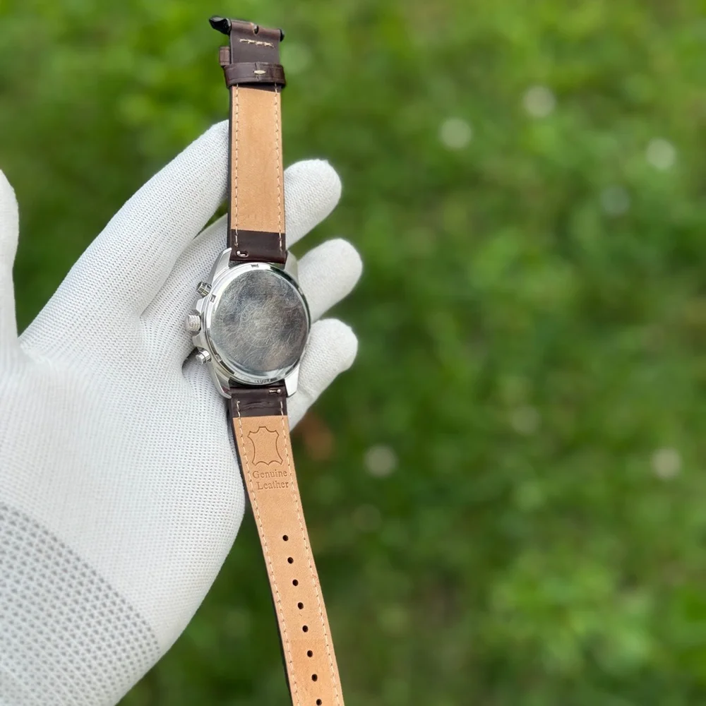 Citizen eco drive Chronograph with Black Dial and Brown Strap - Picture 6 of 9